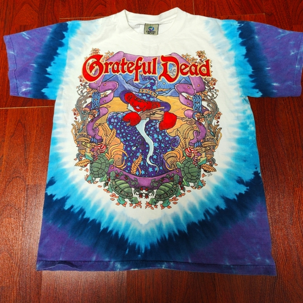 2000 Grateful Dead Terrapin Moon Tie Dye Liquid Blue Shirt
